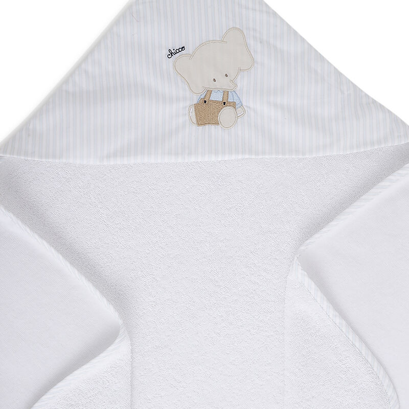 Boys White and Light Blue Woven Bathwrap image number 3